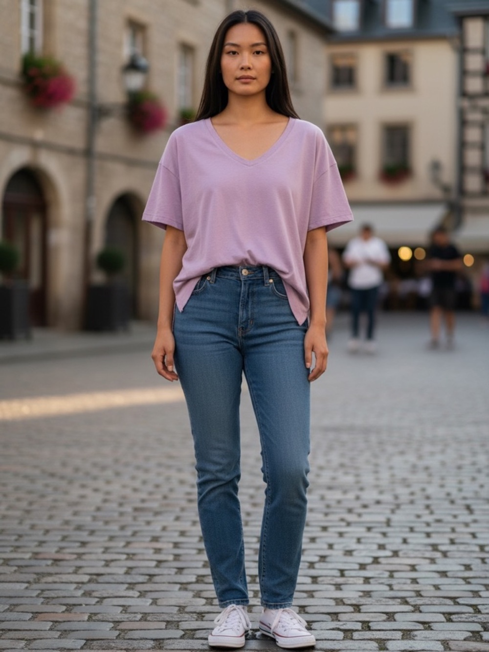 Double Zero Light Purple V-Neck Short Sleeve Top